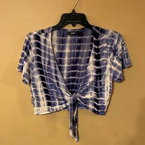 TIE DYE JUNIORS WRAP FRONT CROP TOP